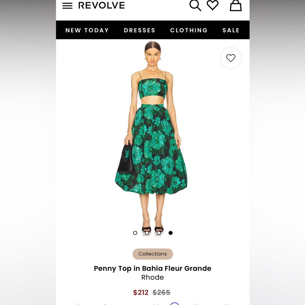 RHODE Green Floral Skirt